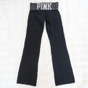 victoria's secret pink heart fold over flare yoga pants